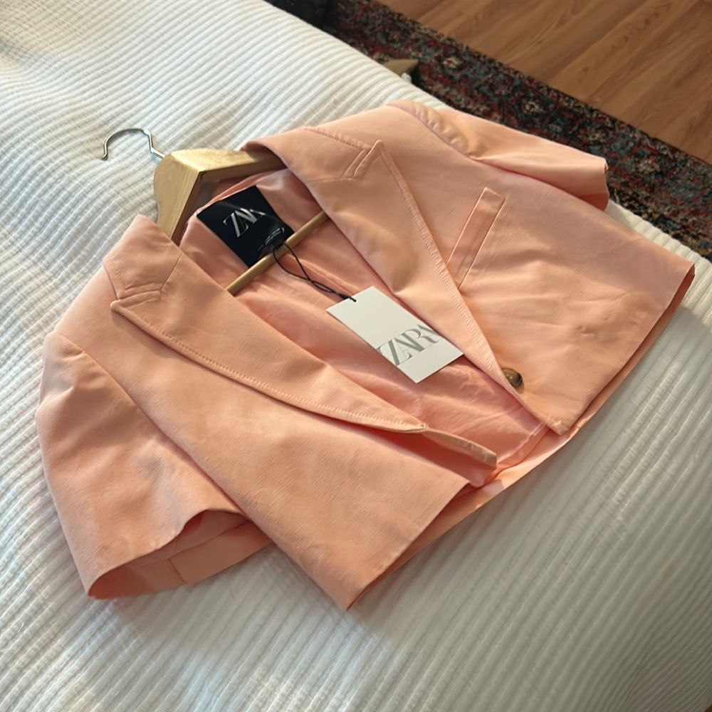Zara Peach Crop Blazer